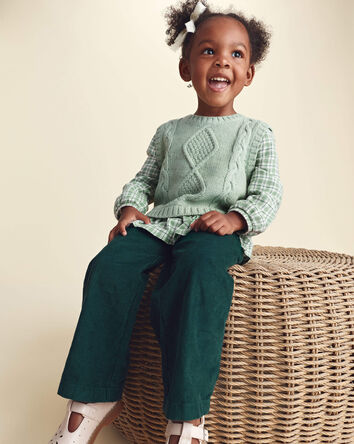 Toddler Girl Plaid Sweater Vest Top - Green, 