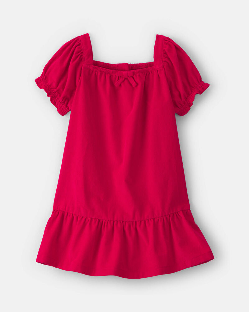 Toute-petit fille - Robe manches courtes en velours c&ocirc;tel&eacute; &ndash; Rouge, image 1 sur 3 diapositives