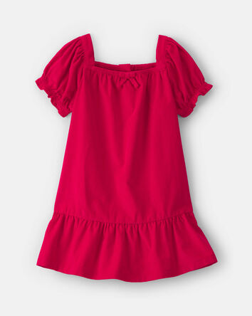 Toute-petit fille - Robe manches courtes en velours c&ocirc;tel&eacute; &ndash; Rouge, 