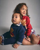 Baby Boy Corduroy Suspender Pants - Blue, image 3 of 6 slides