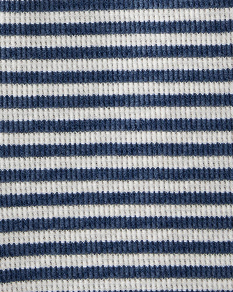 Baby Organic Cotton Waffle Knit Romper in Stripes, image 3 of 3 slides