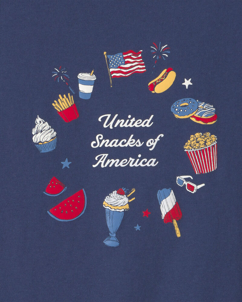 Girls 'United Snacks of America' Graphic Tee - Navy Blue, image 2 of 3 slides