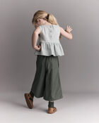 Tout-petit fille - Pantalon drap&eacute; &agrave; jambes larges - Vert olive, image 4 sur 7 diapositives