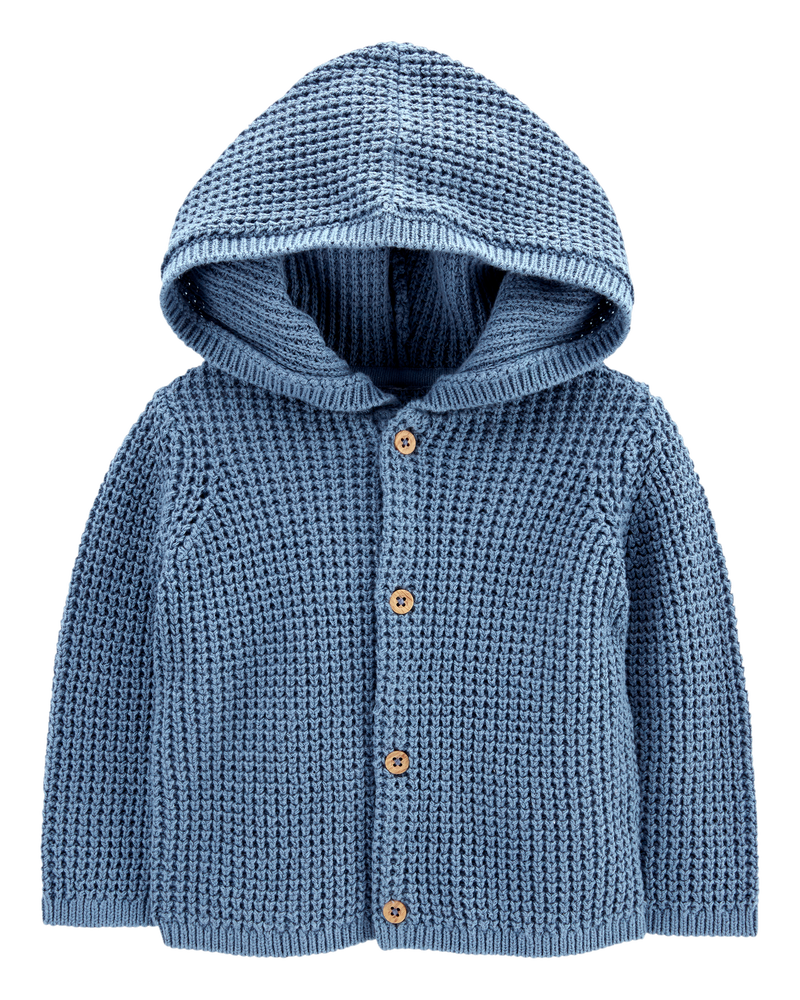 Baby Hooded Cotton Cardigan, image 1 of 3 slides