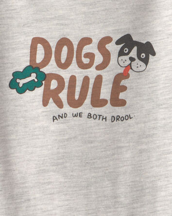 Baby 'Dogs Rule' Long-Sleeve Graphic Bodysuit - Grey, 