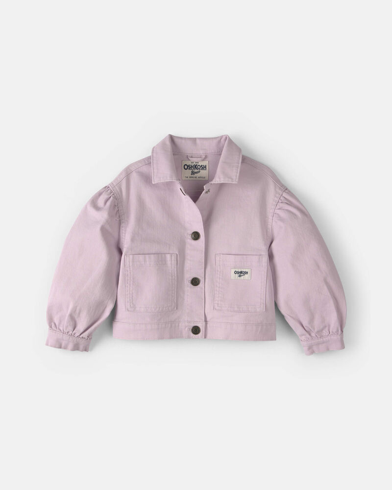 Toddler Girl Twill Bomber Jacket - Purple, image 1 of 3 slides
