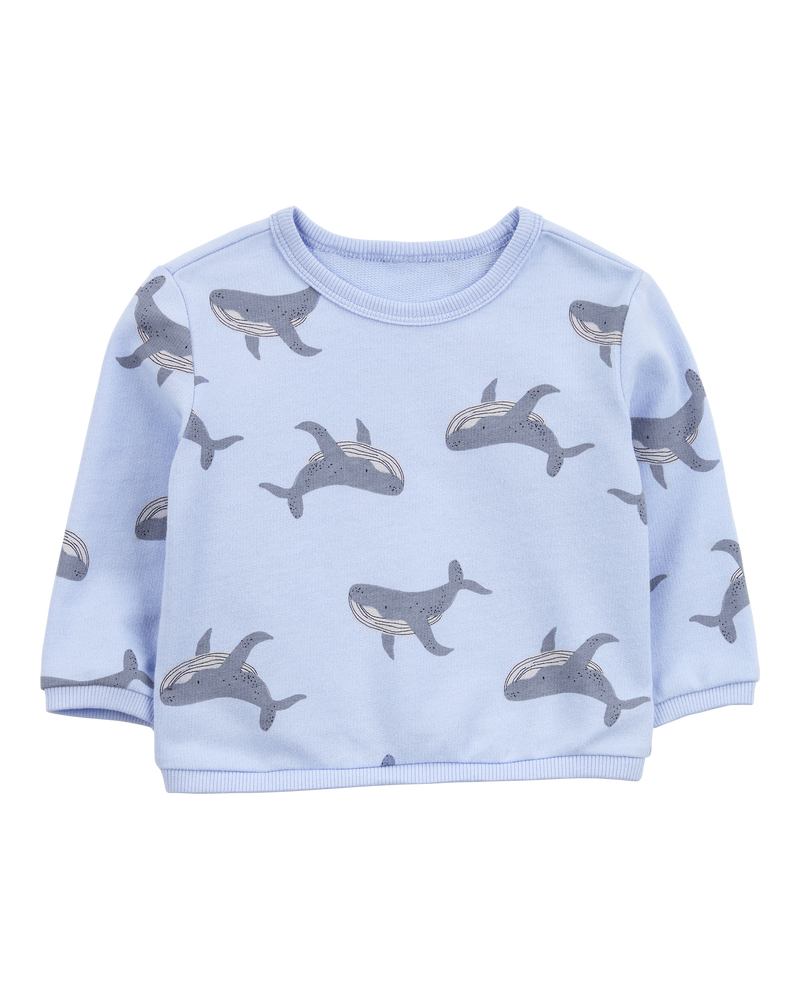 Baby Whale Pullover Sweatshirt - Blue, image 1 of 3 slides