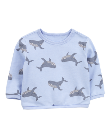 Baby Whale Pullover Sweatshirt - Blue, 