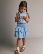 Tout-petit fille - Haut &agrave; ourlet bouffant - Bleu, image 4 sur 5 diapositives