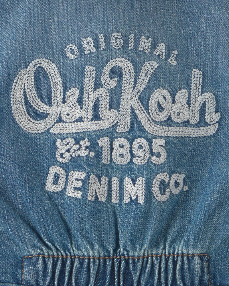 B&eacute;b&eacute; - Combinaison manches longues en denim &agrave; logo OshKosh - D&eacute;lav&eacute; moyen, image 4 sur 4 diapositives