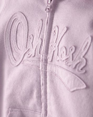 B&eacute;b&eacute; fille - Blouson &agrave; capuchon en jersey bouclette de couleur unie - Violet, 