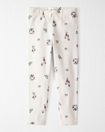 Toddler Organic Cotton Ribbed Knit Pants in Berry Blossom Print, 