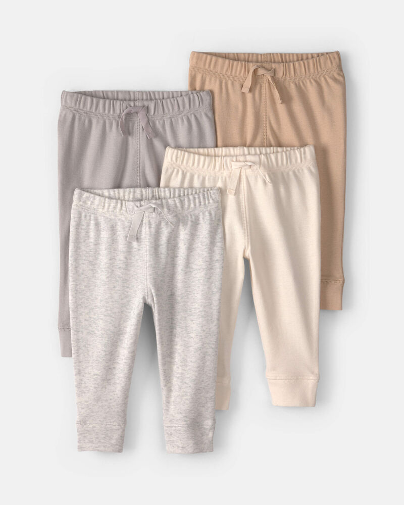 Baby 4-Pack Pull-On Pants - Grey/Ivory/Tan, image 1 of 7 slides
