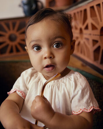 Baby Girl 2-Piece Solid Linen Short-Sleeve Overall Set - White, 