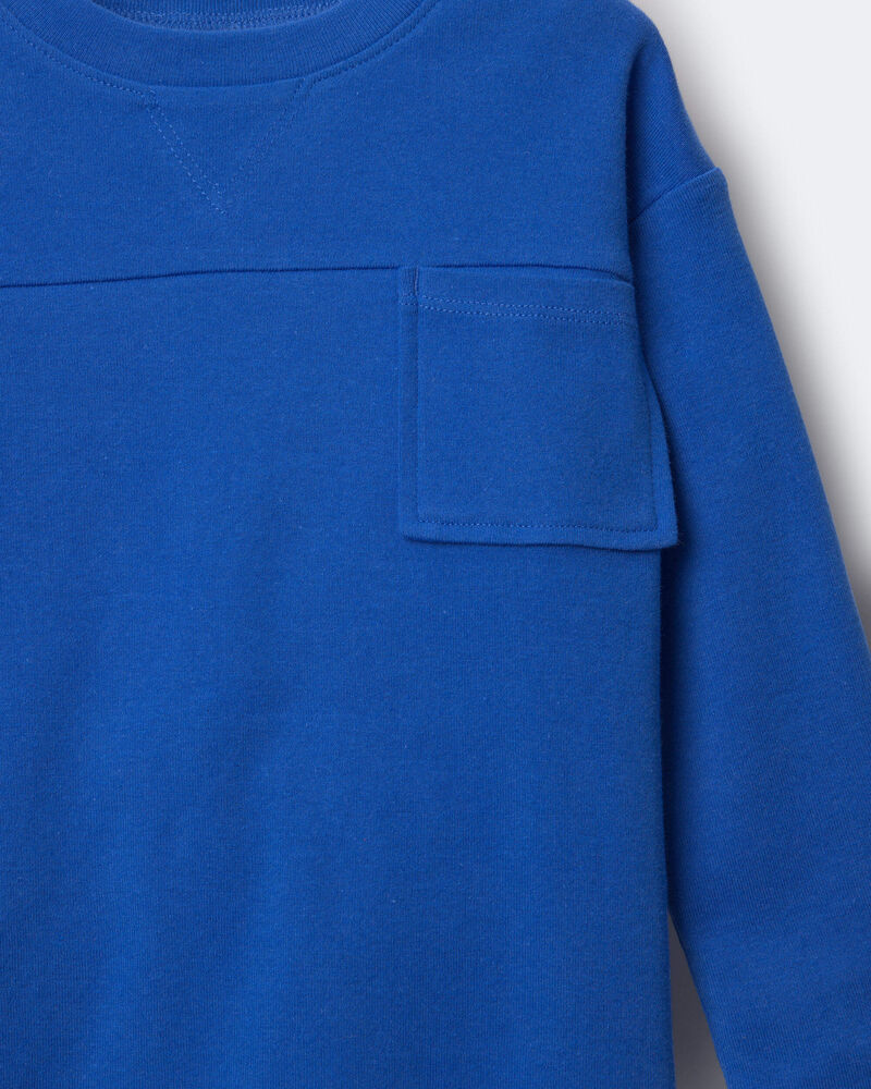 Toddler Ribbed Long-Sleeve Pocket Tee - Royal Blue, image 5 of 5 slides