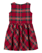 Toddler Plaid Sateen Holiday Dress, image 2 of 6 slides