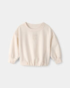 Baby French Terry Pullover Sweatshirt - Cream, image 1 of 4 slides