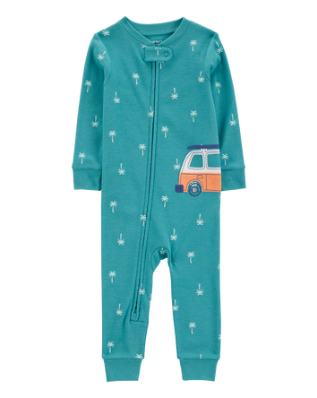 Toddler Car Palm Tree Snug Fit Cotton 1-Piece Pyjamas, 