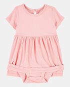 B&eacute;b&eacute; fille - Robe cache-couche de couleur unie - Rose, image 2 sur 5 diapositives