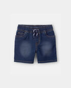 Tout-petit gar&ccedil;on - Short &agrave; cordon de serrage en denim - D&eacute;lav&eacute; fonc&eacute;, image 1 sur 3 diapositives