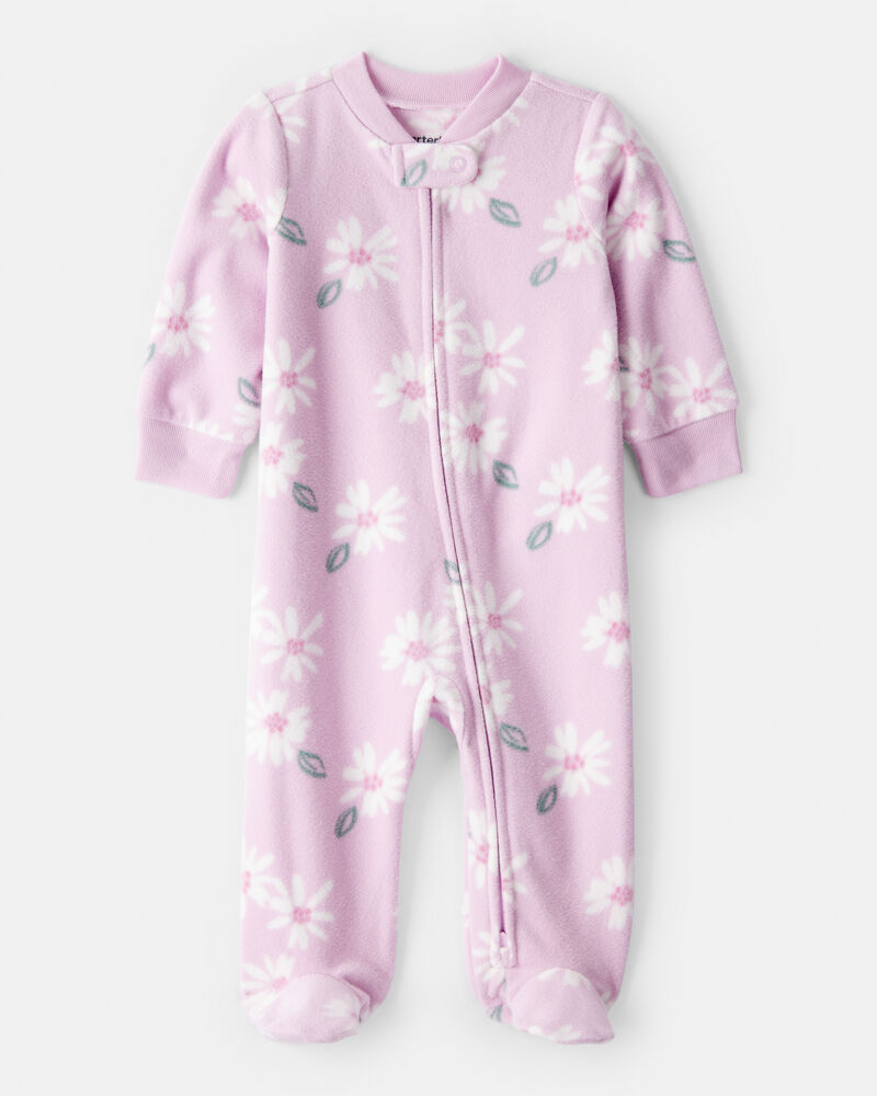 Baby Girl Floral Print Loose Fit Long-Sleeve Sleeper- Pink, image 1 of 3 slides
