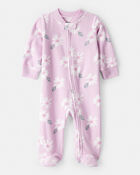 Baby Girl Floral Print Loose Fit Long-Sleeve Sleeper- Pink, image 1 of 3 slides