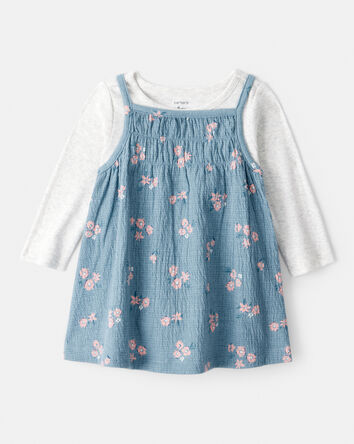 Bébé fille - Ensemble 2 pièces robe fleurie - Bleu, 