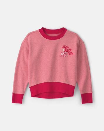 Filles - Chandail en jersey bouclette &laquo;New York City 95&raquo; - Rose/Rouge, 