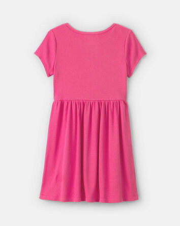 Filles - Robe manches courtes en tissu c&ocirc;tel&eacute; - Rose, 
