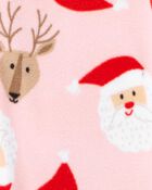 1-Piece Santa Fleece Footie PJs, image 2 of 2 slides