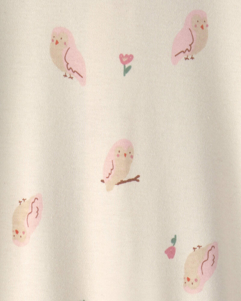 B&eacute;b&eacute; fille - Grenouill&egrave;re en 100 % coton &agrave; fermeture &agrave; glissi&egrave;re double sens &agrave; motif de hibou - Cr&egrave;me, image 4 sur 4 diapositives