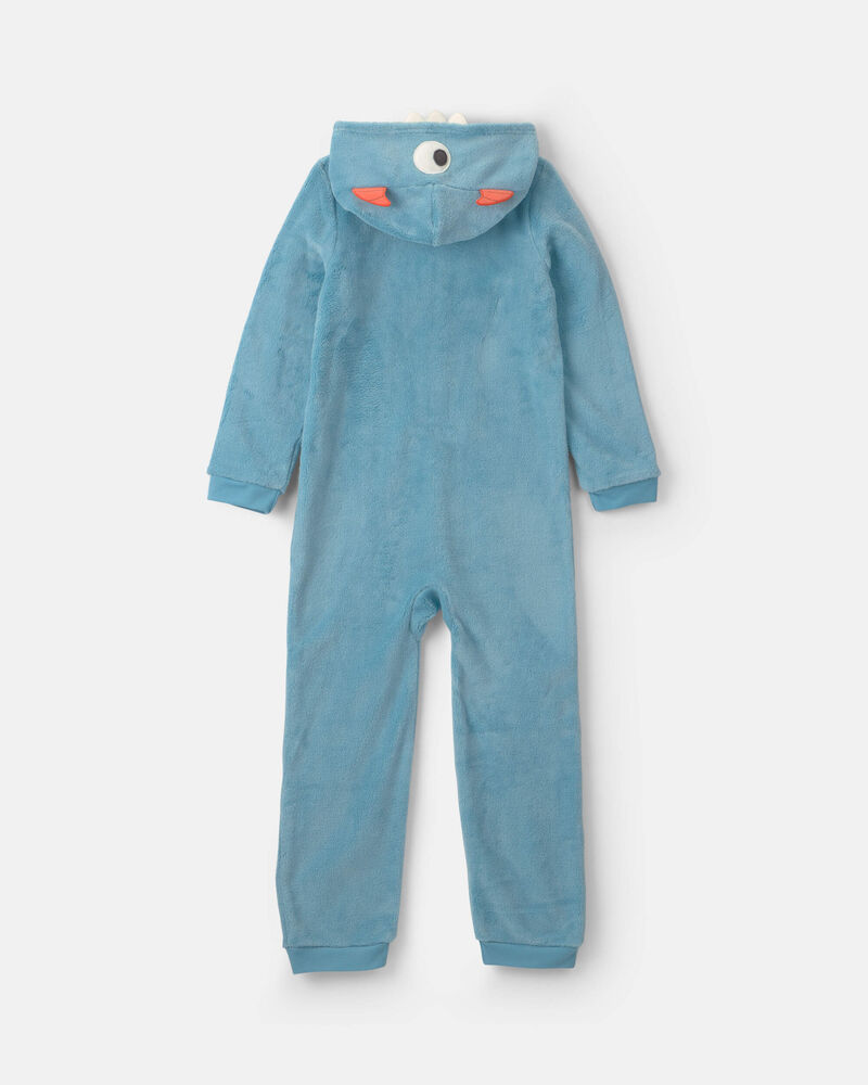 Gar&ccedil;ons - Pyjama costume 1 pi&egrave;ce en molleton &agrave; motif monstre d&rsquo;Halloween &ndash; Bleu, image 2 sur 3 diapositives
