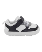 Baby Every Step® First Walker  Faux Leather Fashion Sneakers - White/Black, image 2 of 7 slides