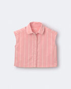 Tout-petit fille - Blouse boutonn&eacute;e sans manches &agrave; rayures - Rose clair, image 2 sur 6 diapositives