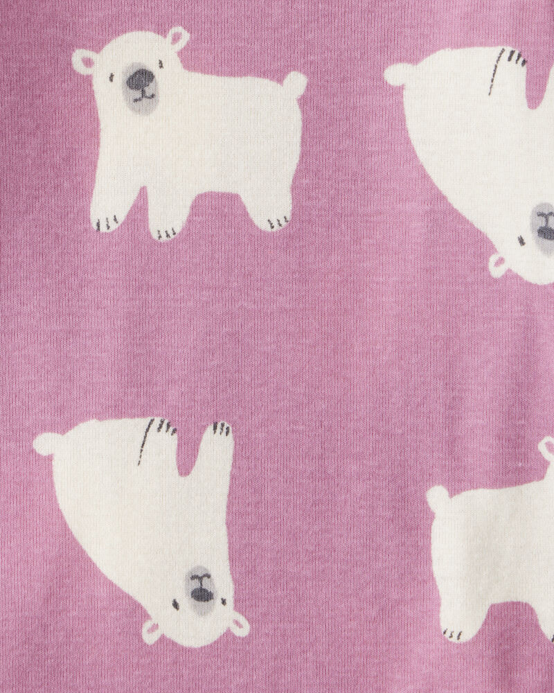 B&eacute;b&eacute; fille - Emballage de 4 cache-couches en coton &agrave; manches longues &agrave; motif ours polaire - Blanc/Mauve/Bleu, image 4 sur 5 diapositives