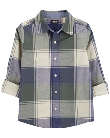 Kid Plaid Button-Front Shirt, 