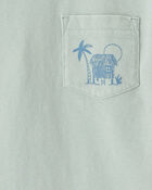 Tout-petit gar&ccedil;on - T-shirt &agrave; imprim&eacute; de plage tropicale sur la poche - Menthe/Bleu, image 2 sur 2 diapositives