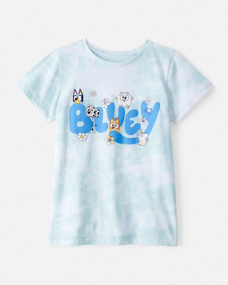 Filles - T-shirt &agrave; manches courtes teint sur n&oelig;ud Bluey - Bleu, blanc, image 1 sur 2 diapositives