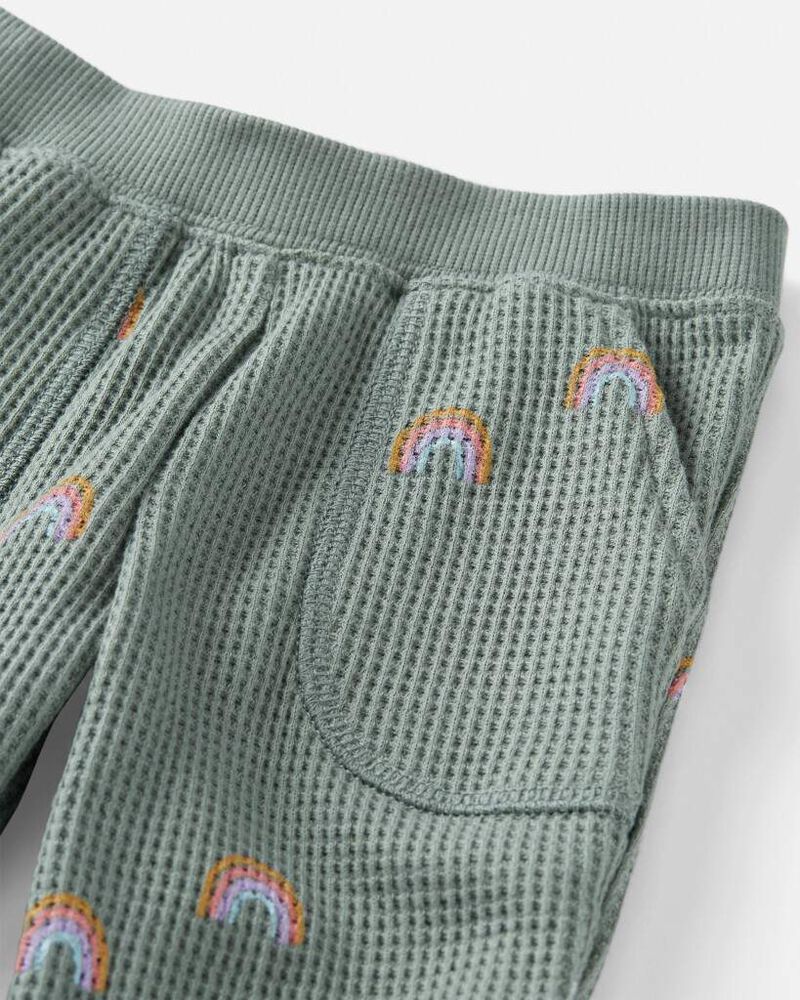 B&eacute;b&eacute; - Ensemble 2 pi&egrave;ces haut et pantalon en tricot gaufr&eacute; de coton biologique, image 4 sur 5 diapositives