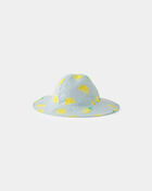 Tout-petit fille - Chapeau de soleil r&eacute;versible, citrons - Bleu, image 2 sur 3 diapositives