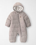 Baby 1-Piece Teddy Fleece Snowsuit Made with Recycled Materials, image 1 of 4 slides