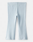 Baby Girl Flare Pull-On Stretch Rib Leggings - Blue, image 1 of 4 slides