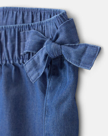 Girls 2-Piece Chambray Top & Pant Set - Dark Wash, 