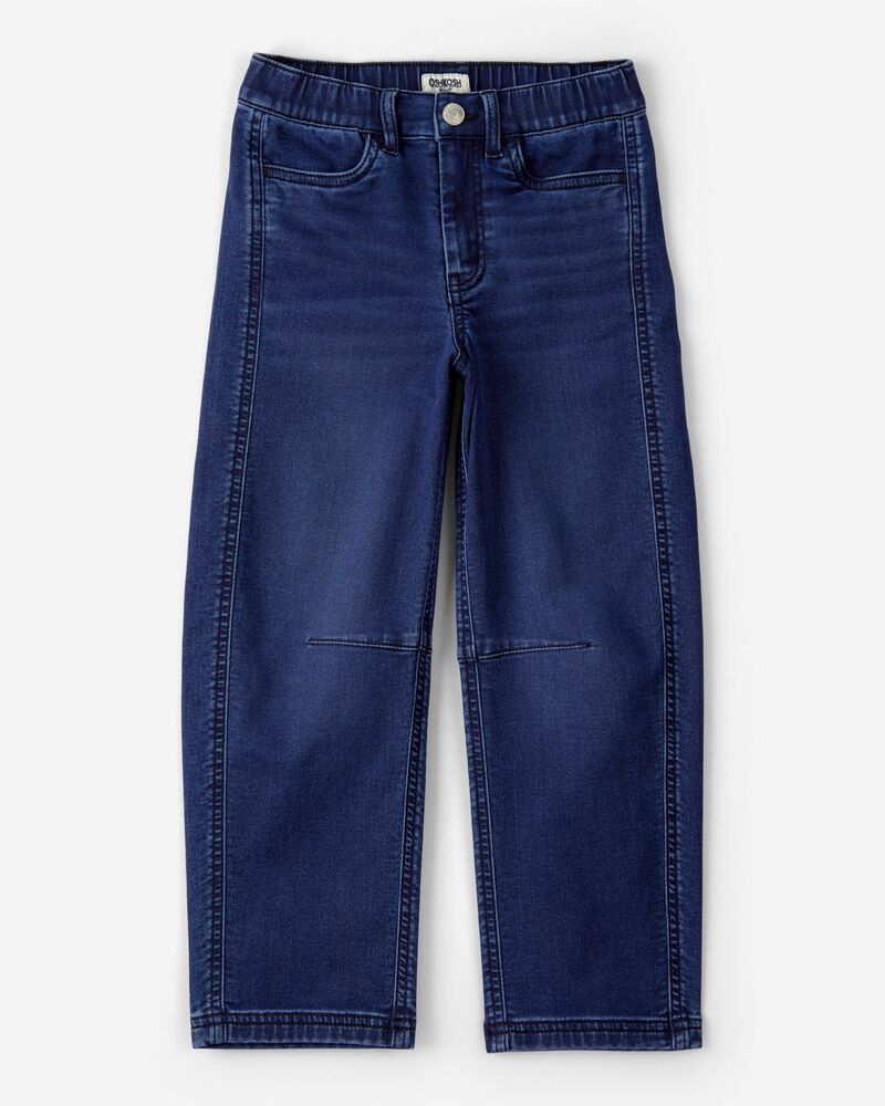 Girls Dark Wash Denim Barrel Jeans - Blue, image 1 of 4 slides