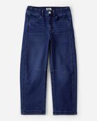 Girls Dark Wash Denim Barrel Jeans - Blue, image 1 of 4 slides