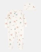 B&eacute;b&eacute; Ensemble 2 pi&egrave;ces grenouill&egrave;re &agrave; fermeture &agrave; glissi&egrave;re &agrave; 2 sens &agrave; motifs d&rsquo;&eacute;table et bandeau, image 1 sur 2 diapositives