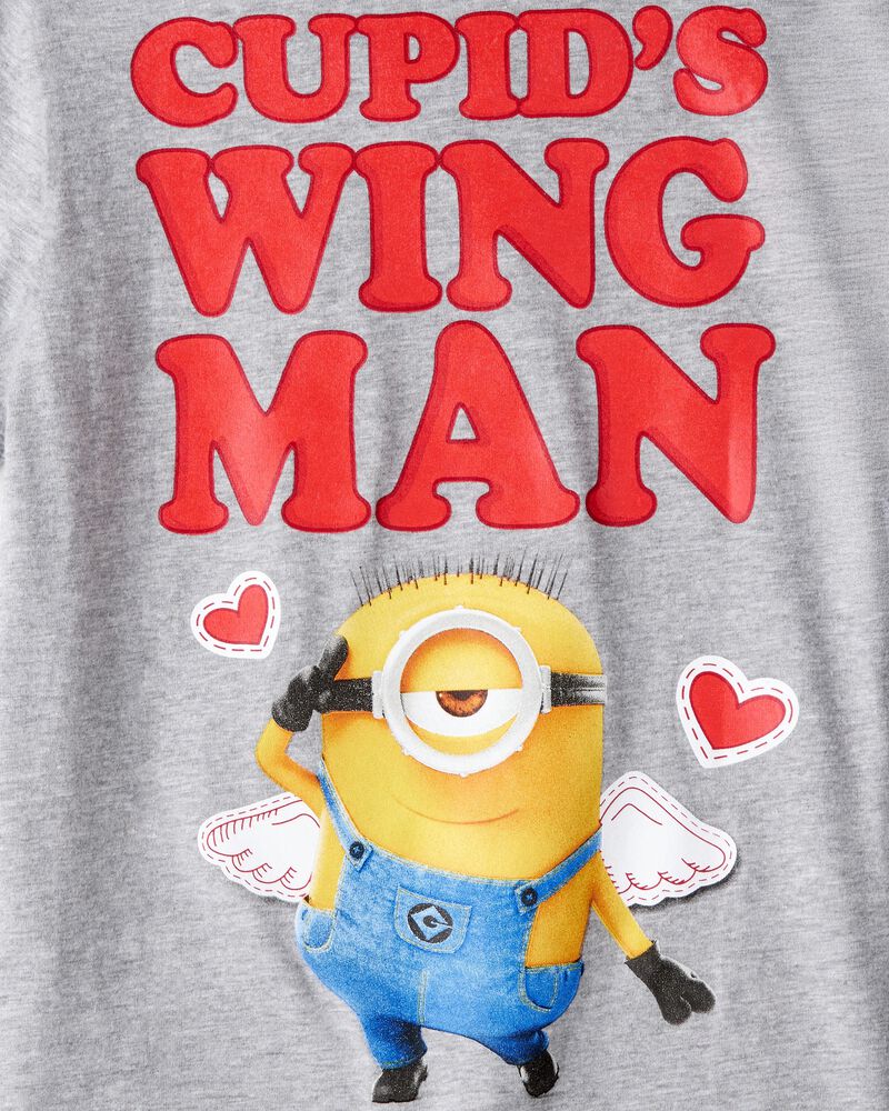 Boys Valentine's Day Minions Short-Sleeve Graphic Tee - Grey, image 4 of 4 slides