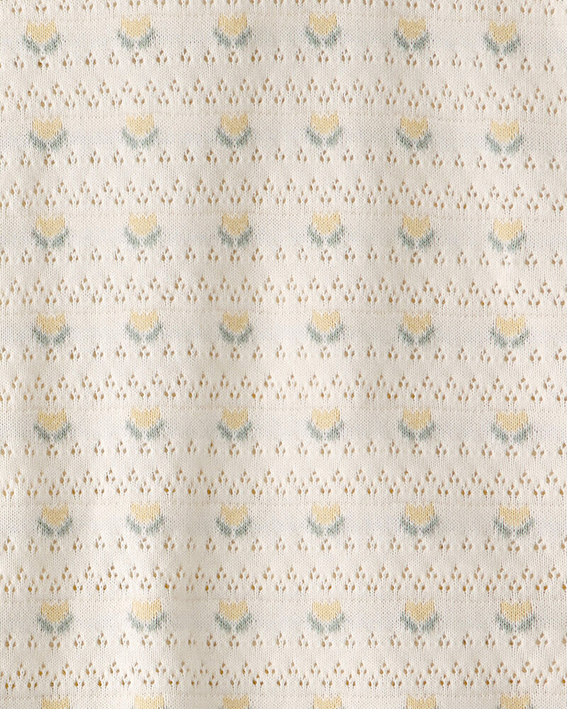 Girls Organic Cotton Sweater Knit Set in Honey Floral Print, image 4 of 5 slides