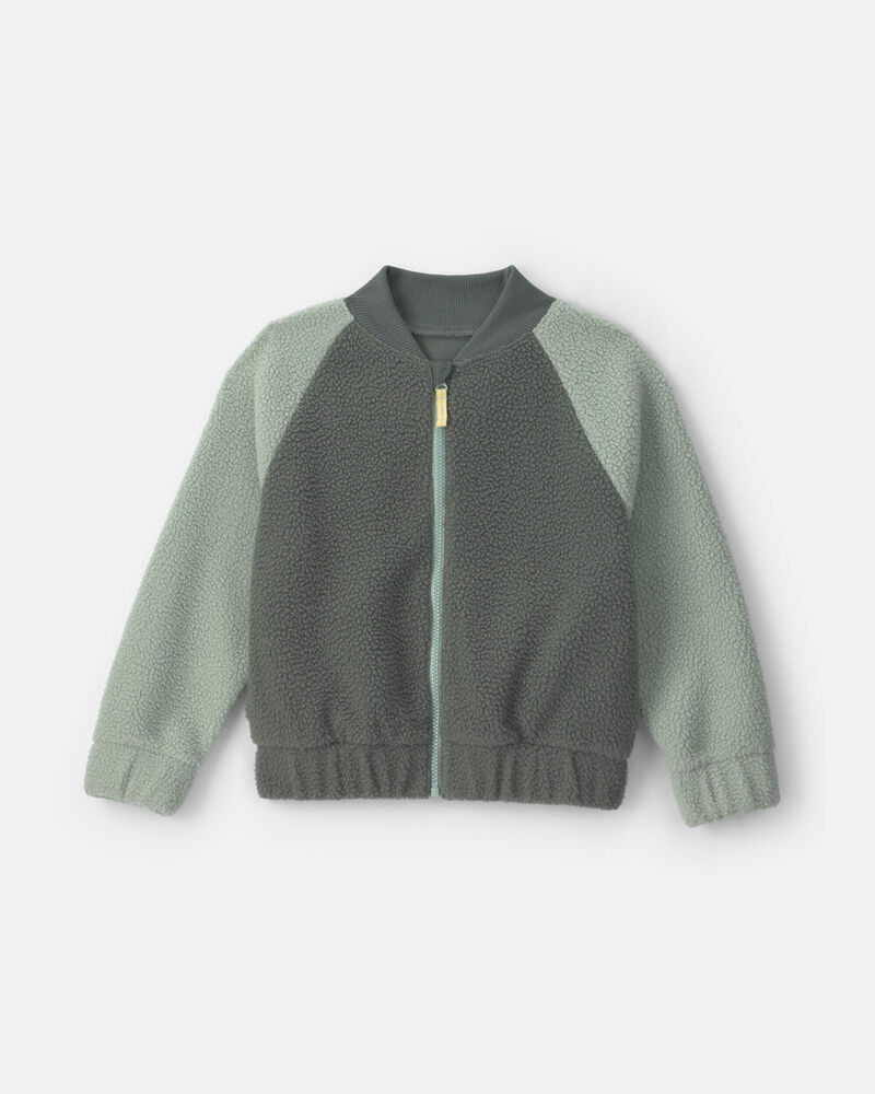 Boys Teddy Microfleece Zip-Up Jacket - Green, image 1 of 3 slides