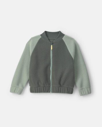 Boys Teddy Microfleece Zip-Up Jacket - Green, 